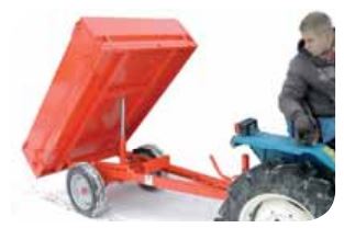 Remorque 1T avec bennage mécanique pour micro tracteur Vert service